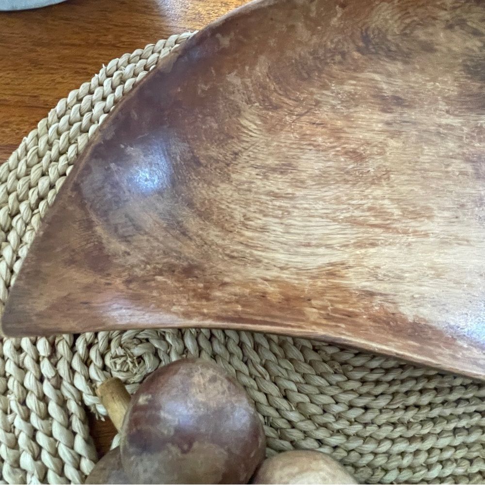 Vintage MCM Wooden Monkey Pod 10 Piece Fruit and Leaf Shaped Bowl Set - Picture 10 of 15